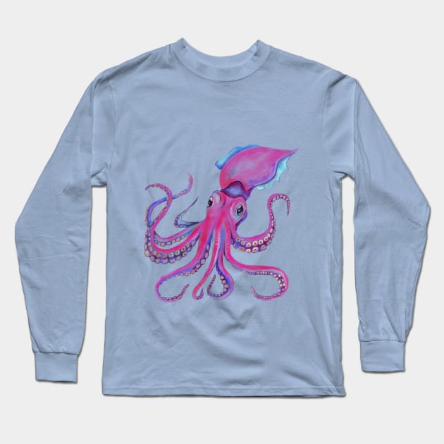 Kraken Octopus Purple Design Long Sleeve T-Shirt by lordy